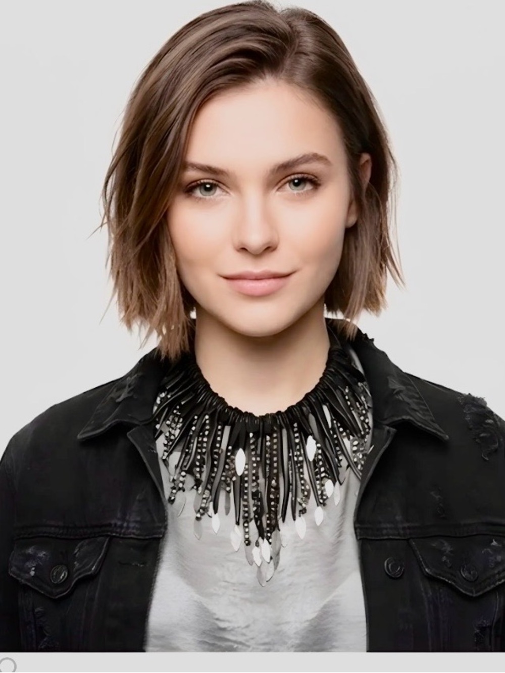 Monies Denmark Leather Wood Crystal Silver Tone Statement Collar Necklace - Picture 6 of 12